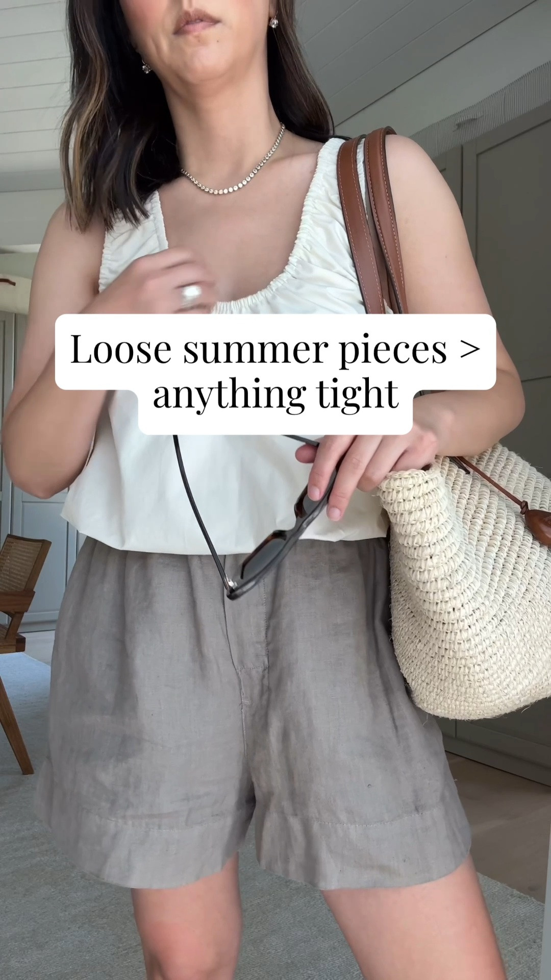 For super hot weather opt for looser pieces in lightweight fabrics - ditch the denim shorts and tight ribbed tanks. 

Zara tank small
Zara linen shorts small - old
Beek sandals 5
Hunting Season tote
Celine sunglasses
Dorsey James necklace 15”
Electric Picks earrings

#LTKgrwm #LTKmomlife #LTKPetite