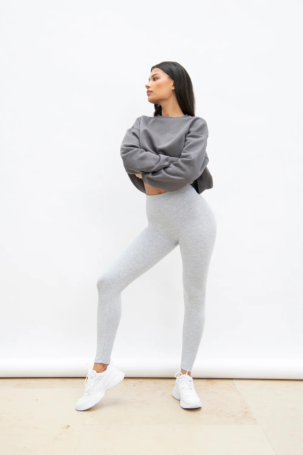 Everyday High Waisted Leggings | Light Grey Marl | LOVALL