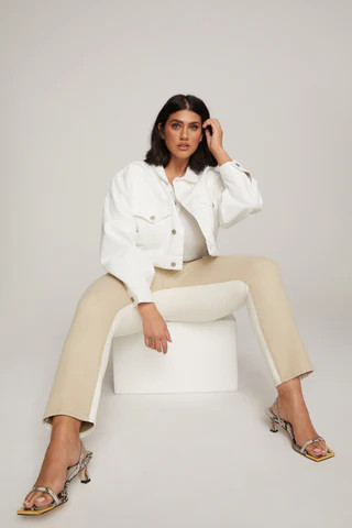 New Crop Jacket White001, Plus Size 5 | Good American