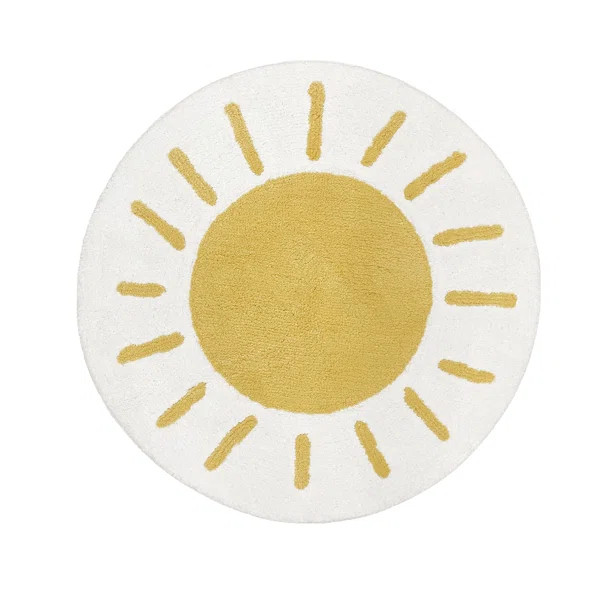 Boho Rainbow Sun Collection Cotton Yellow/White Rug | Wayfair North America