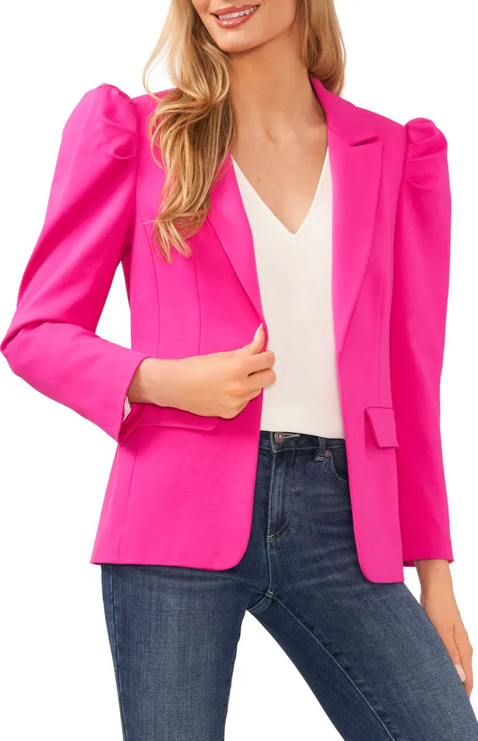 Puff Shoulder Open Front Ponte Blazer | Nordstrom