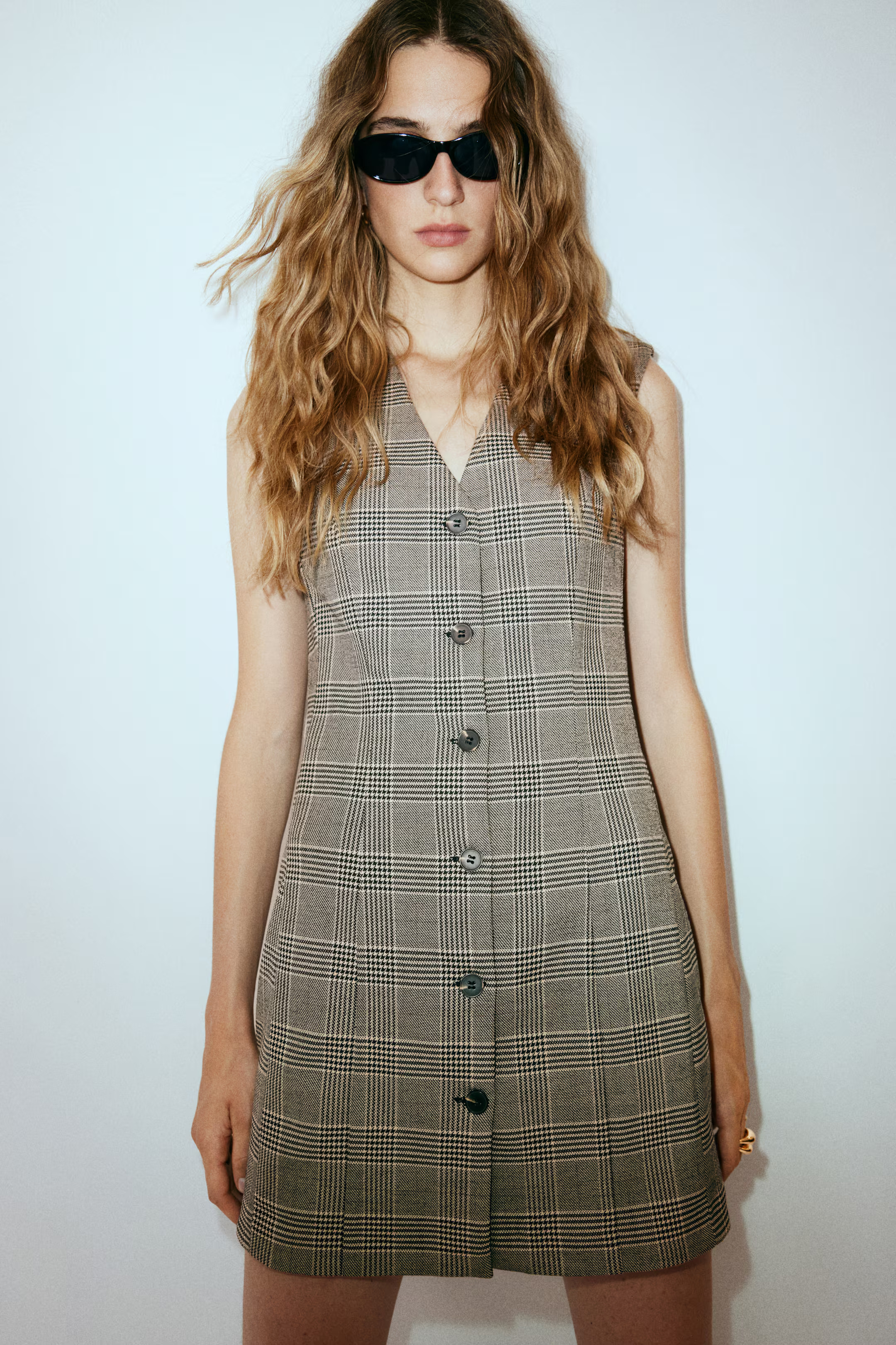 Shoulder-Pad Dress - Black/plaid - Ladies | H&M US | H&M (US + CA)