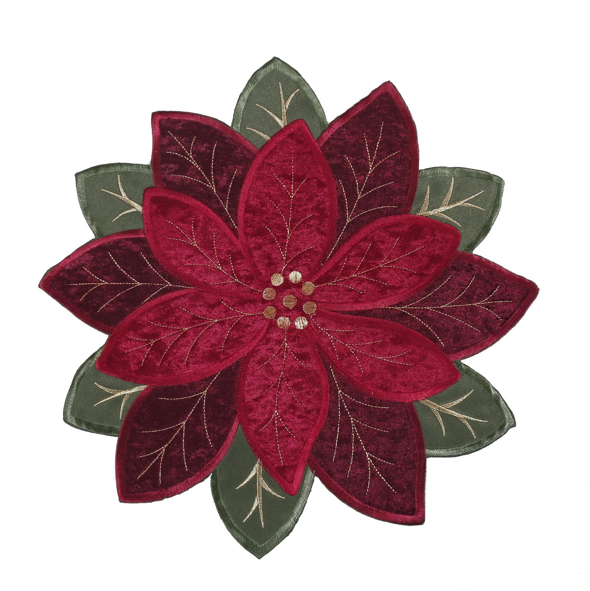 OWENIE Christmas Placemats Set of 4, Poinsettia Table Mats with Embroidered and Applique Velvet F... | Amazon (US)