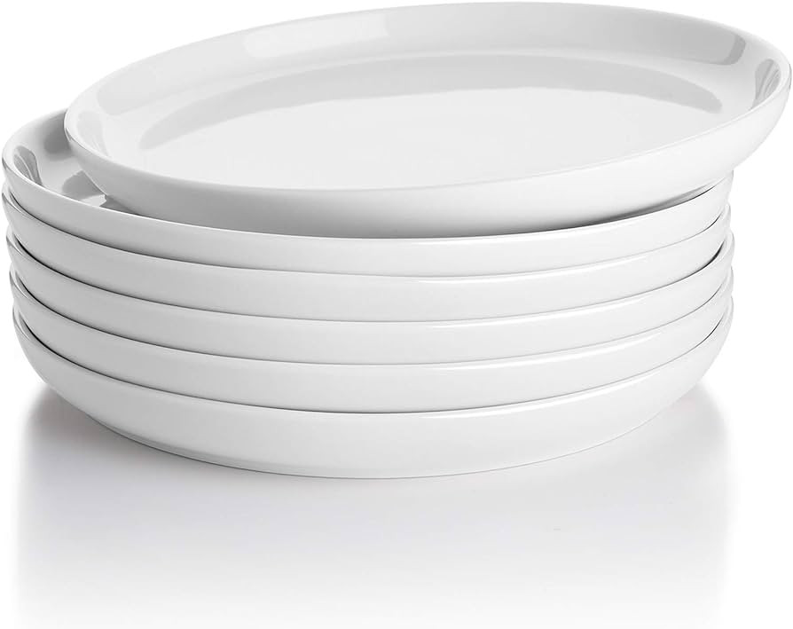 Sweese Porcelain 7.4 Inch Dessert Plates Set of 6 - White Salad Modern Appetizer Plates - Dishwas... | Amazon (US)