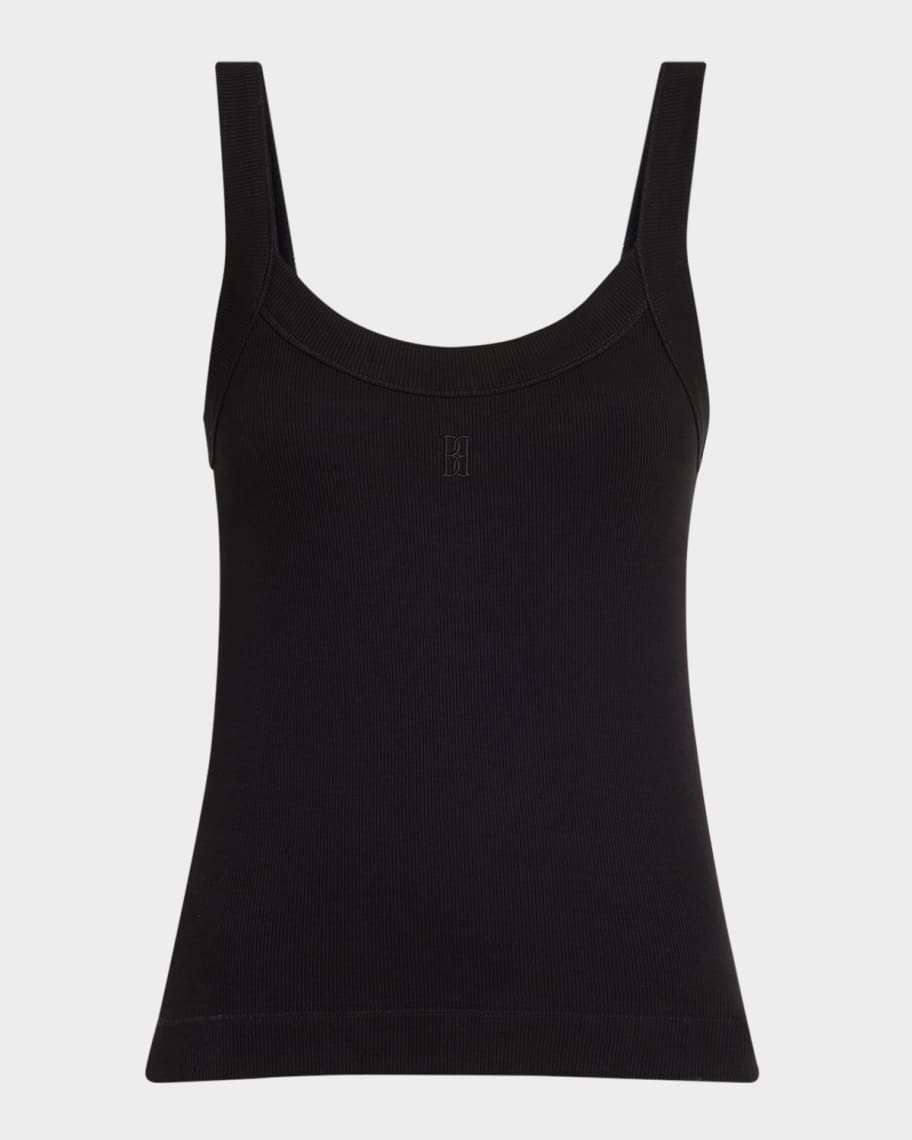 By Malene Birger Frillio Ribbed Monogram Tank Top | Neiman Marcus