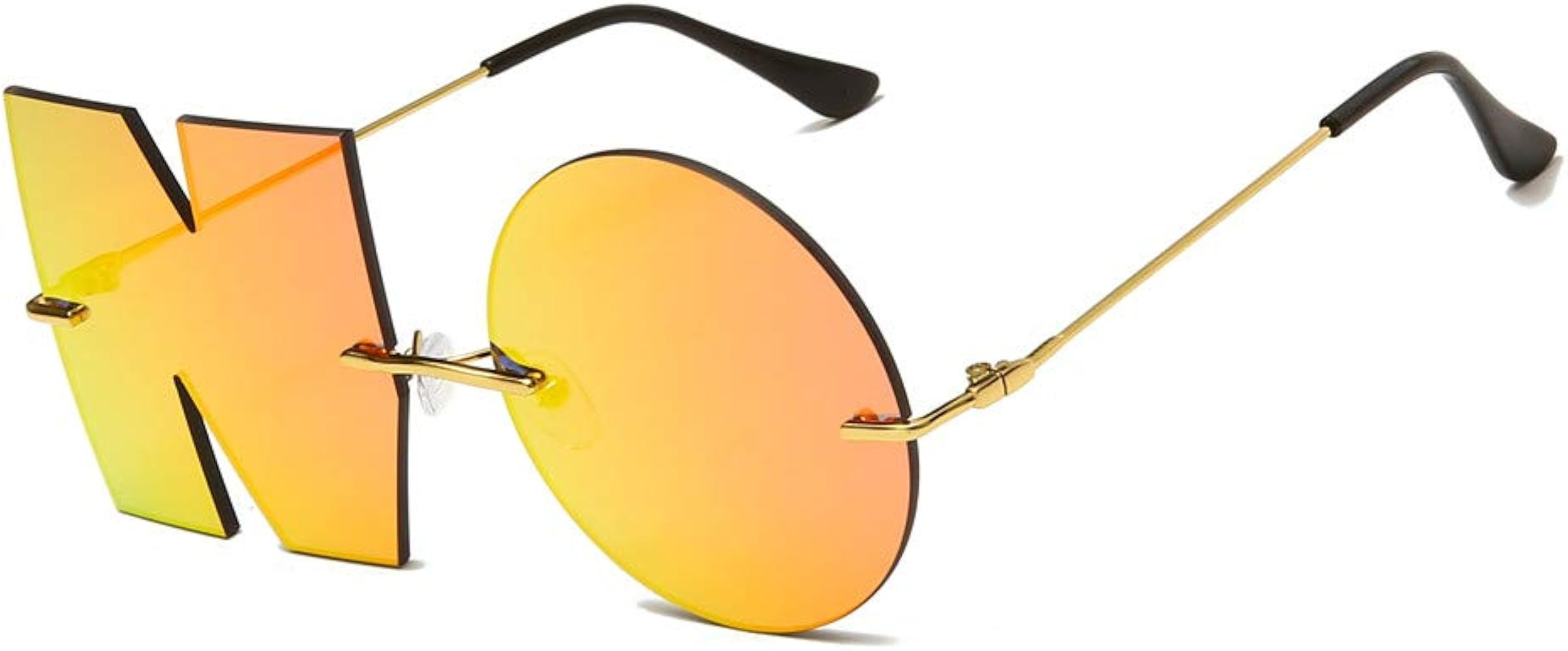 Letter NO Party Rimless Irregular Design Sunglasses For Men/Women UV400 Streetwear Eyewears (red) | Amazon (US)