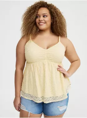 Stretch Lace V-Neck Babydoll Cami | Torrid (US & Canada)