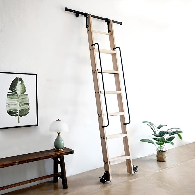 4FT Hook on Sliding Library Ladder Hardware Kit,Telescoping Upper Hook,Bottom Brake Roller, Rusti... | Amazon (US)