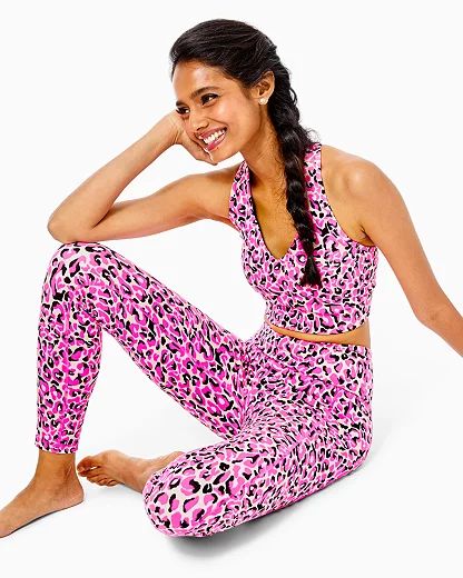 Women's UPF 50+ Luxletc 26" Weekender High Rise Legging in Pink Size XS, My Favorite Spot - Lilly Pu | Lilly Pulitzer