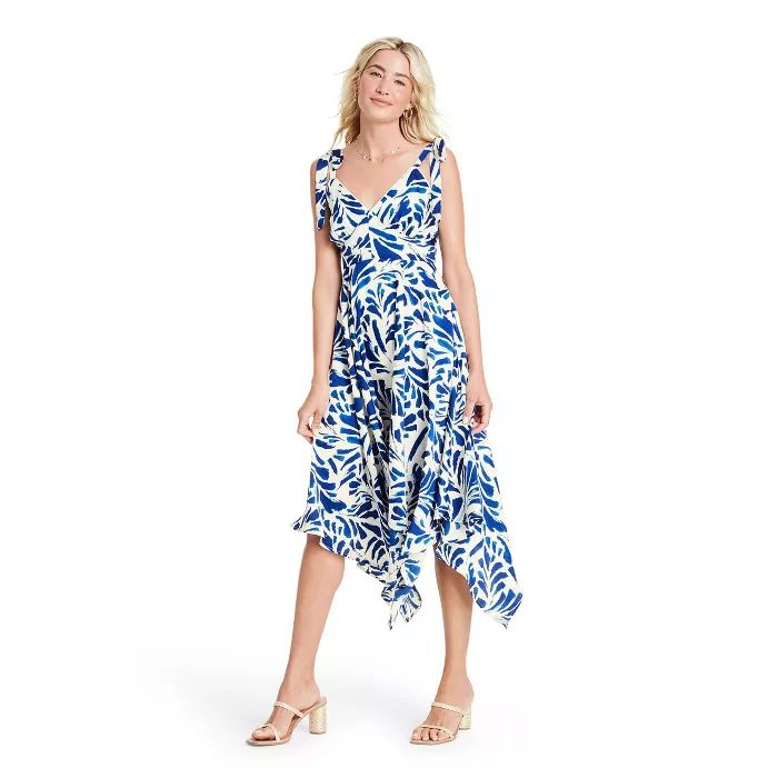 Botanical Tie Strap Asymmetrical Hem Dress - ALEXIS for Target Blue | Target