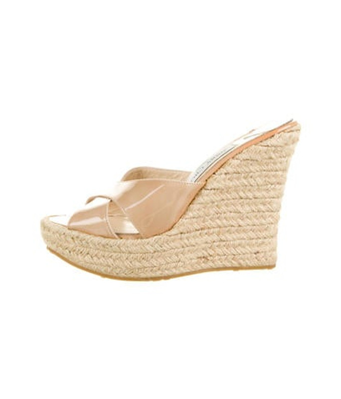 Jimmy Choo Patent Leather Wedge Sandals w/ Tags Tan Jimmy Choo Patent Leather Wedge Sandals w/ Tags | The RealReal