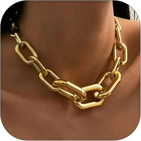 DESIGNICE Chunky Necklace for Women Gold Cuban Link Chain Necklace Punk Choker Thick Chain Collar Necklace Jewelry Statement Necklace | Walmart (US)