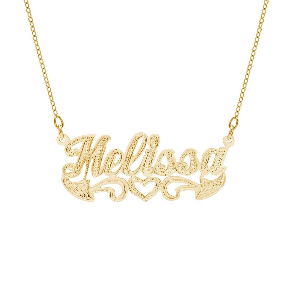 14K Gold Plated Carved Script Nameplate Necklace | Eve's Addiction Jewelry
