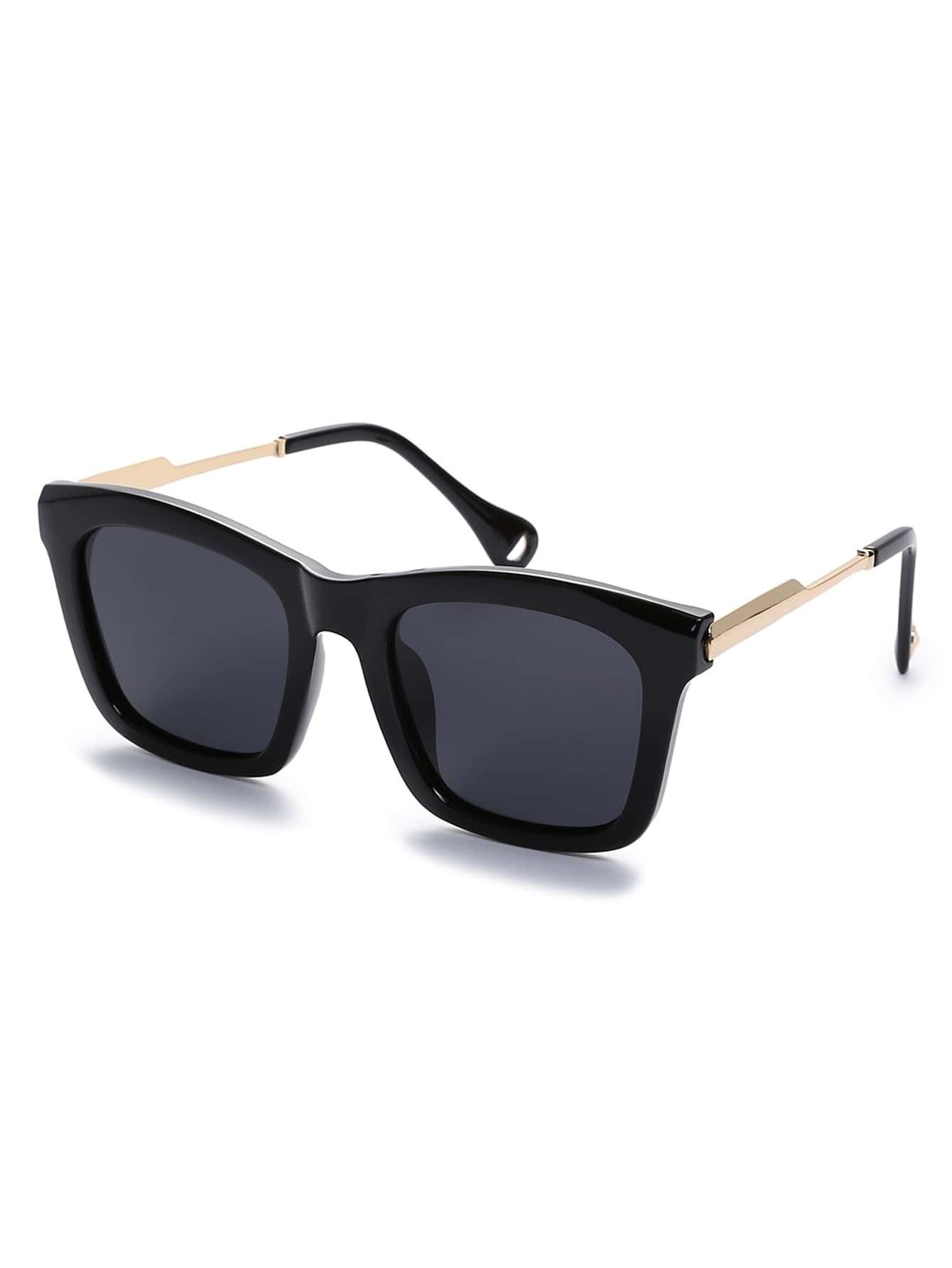Black Retro Reflective Square Sunglasses | SHEIN