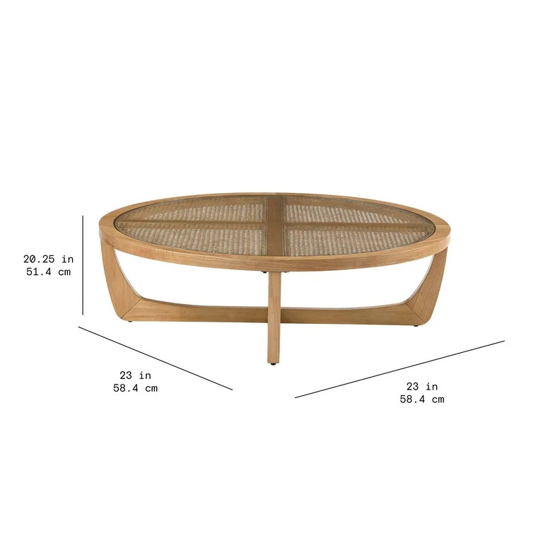 Beautiful Rattan & Glass Coffee Table with Solid Wood Frame by Drew Barrymore | Walmart (US)