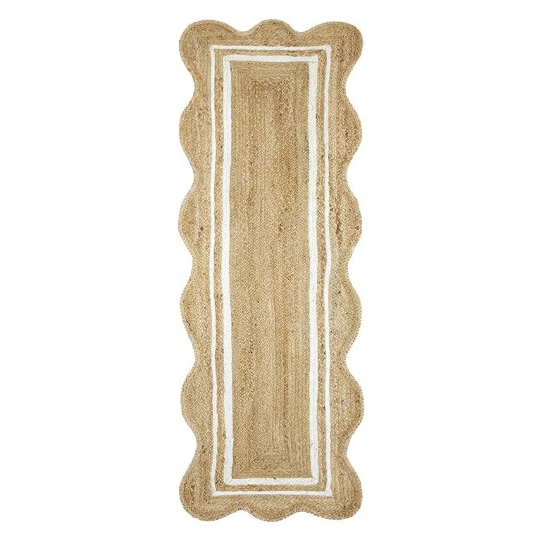 My Texas House Natural/White Scallop Jute with Border Rug Runner, 2' x 7' | Walmart (US)