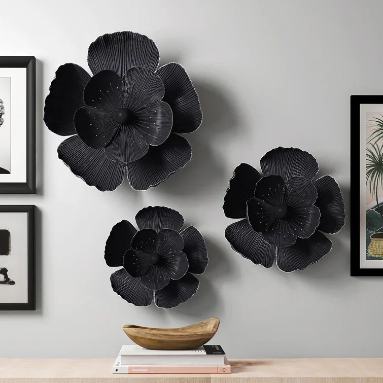 3 Piece Metal Flowers Wall Décor Set | Wayfair North America