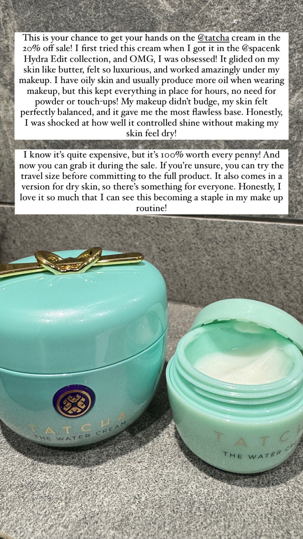 This is your chance to get your hands on the Tatcha cream in the 20% off sale! I first tried this cream when I got it in the @spacenk Hydra Edit collection, and OMG, I was obsessed! It glided on my skin like butter, felt so luxurious, and worked amazingly under my makeup. I have oily skin and usually produce more oil when wearing makeup, but this kept everything in place for hours—no need for powder or touch-ups! My makeup didn’t budge, my skin felt perfectly balanced, and it gave me the most flawless base. Honestly, I was shocked at how well it controlled shine without making my skin feel dry!

I know it’s quite expensive, but it’s 100% worth every penny! And now you can grab it during the sale. If you’re unsure, you can try the travel size before committing to the full product. It also comes in a version for dry skin, so there’s something for everyone. Honestly, I love it so much that I can see this becoming a staple in my routine!

#LTKspring #LTKgiftguide #LTKbeauty
