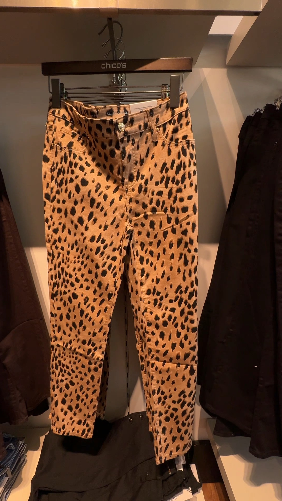 Trending leopard and cheetah prints. Made with an animal print caramel wash denim, these jeans are cut for a slim silhouette. Featuring a tummy slimming interior that lifts and shapes your figure, courtesy of Chico's proprietary So Slimming® technology. 
I wear a size 0 in Chico’s unique sizing 

#LTKSeasonal #LTKOver40 #LTKStyleTip