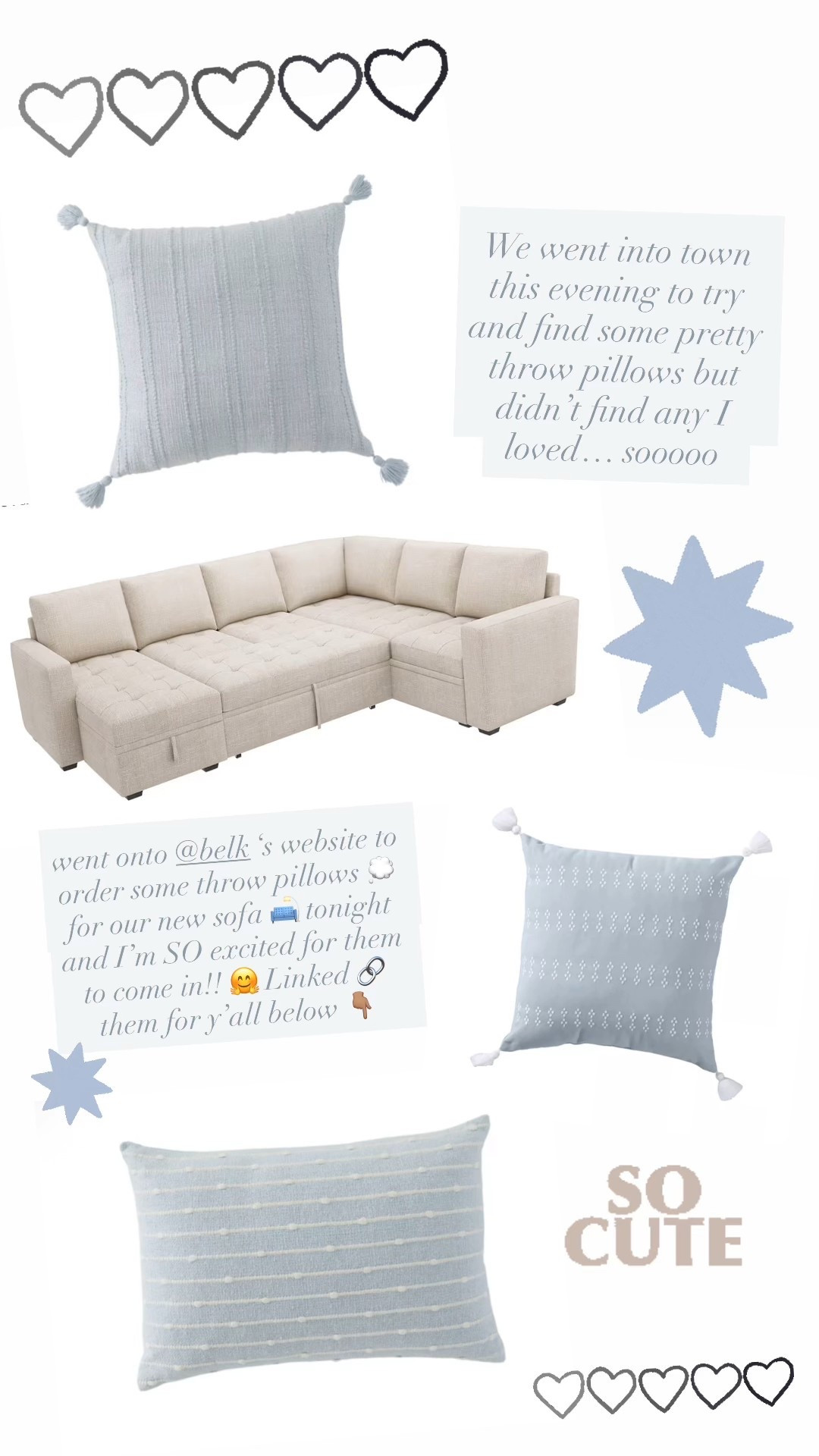 went onto @belk ‘s website to order some throw pillows 💭 for our new sofa 🛋️ tonight and I’m SO excited for them to come in!! 🤗 Linked 🔗 them for y’all below 👇🏽 