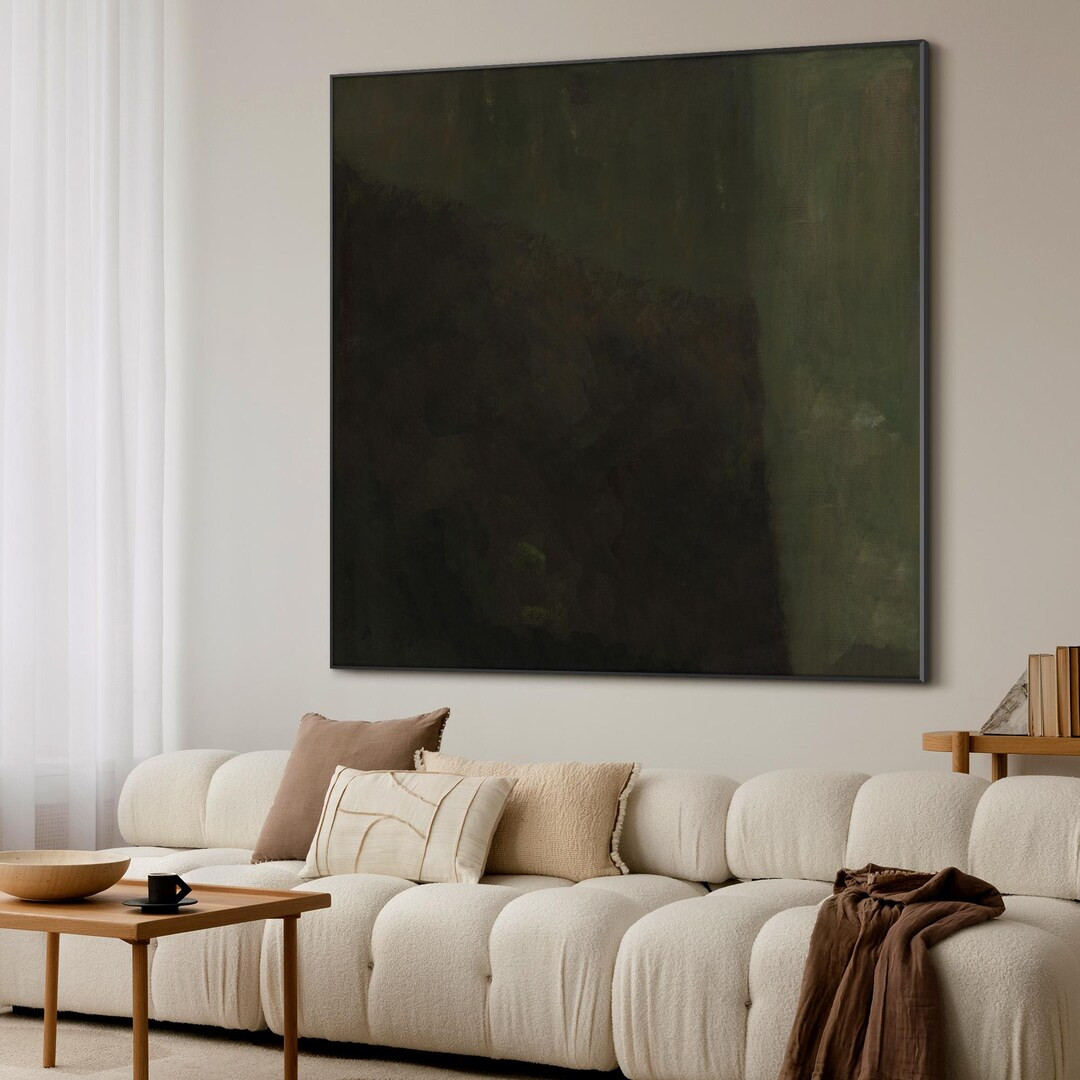 Moody Green Abstract - Extra Large Framed Art, Dark Minimalist Textured Print, Modern Zen Wall De... | Etsy (US)