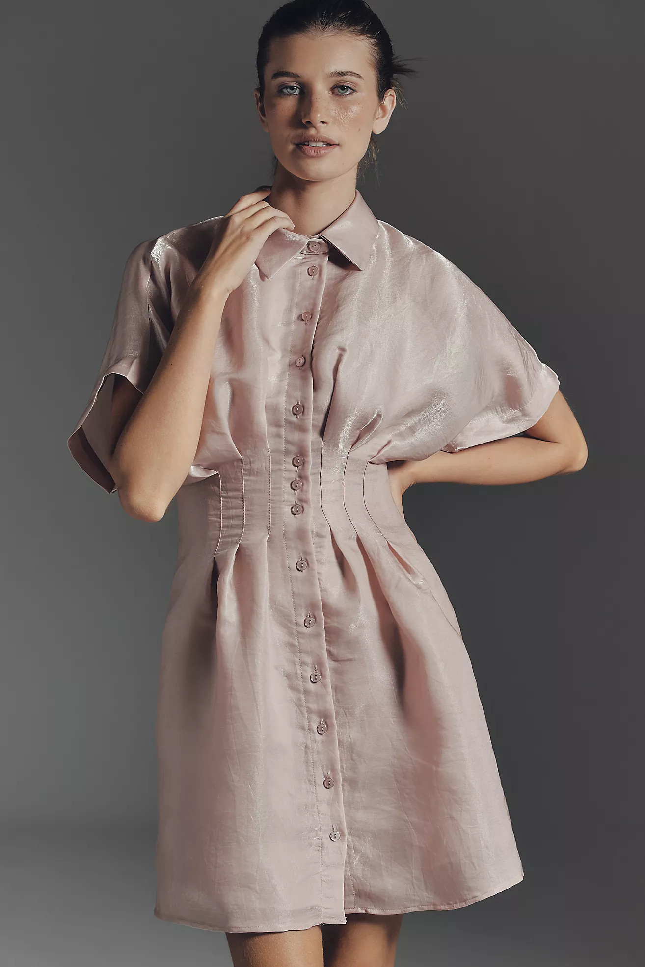 The Tobie Organza Mini Shirt Dress by Exquise | Anthropologie (US)