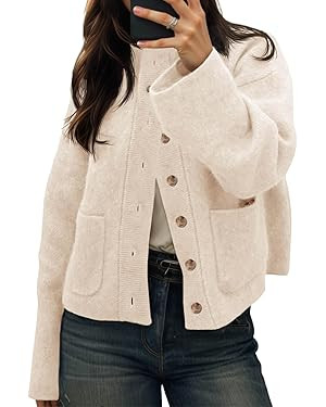 Cicy Bell Womens Chunky Knit Cardigan Sweaters Button Down Mock Neck Open Front Jacket Winter Cas... | Amazon (US)