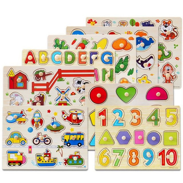 Children Kids Wooden Zoo Animal Letter Number Jigsaw Puzzle Toy Baby Toddlers Early Learning Educ... | Walmart (US)