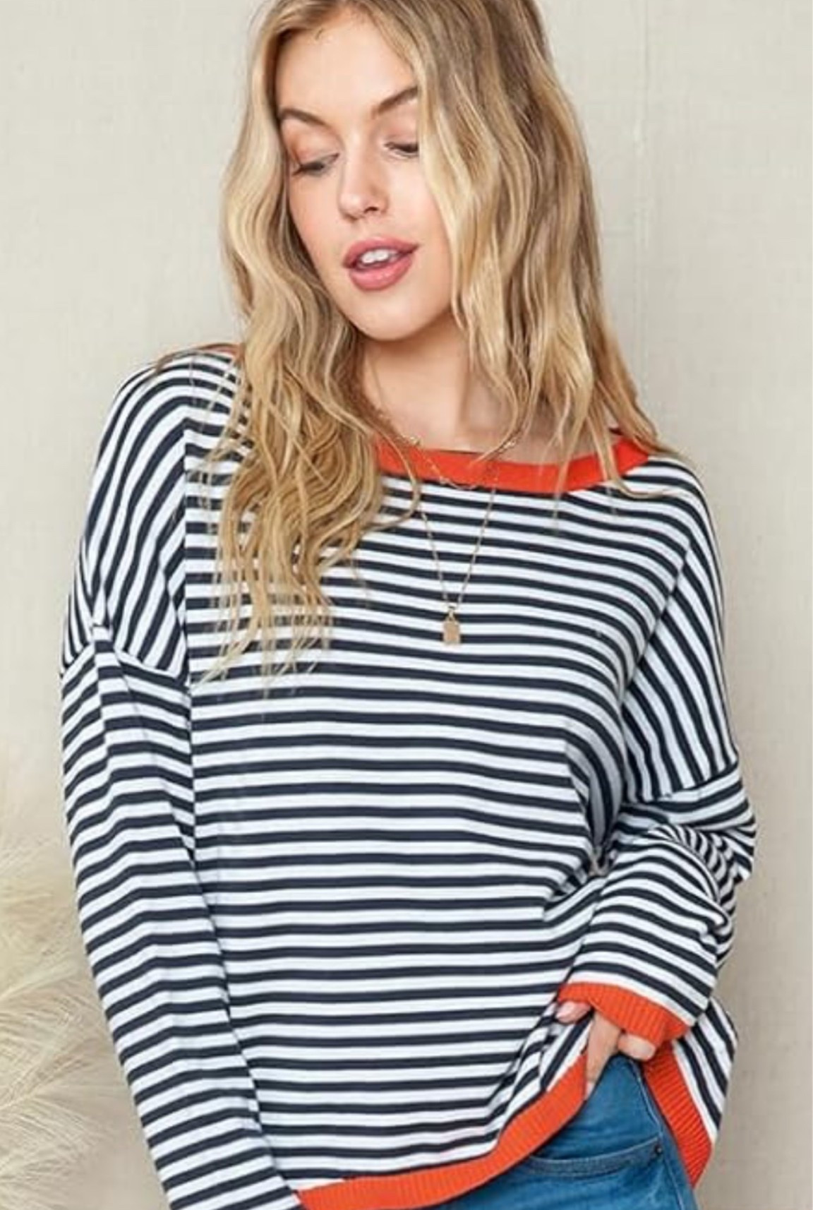 Striped pullover sweater with that relaxed countryside summer evening feel you throw on after the sun starts going down. 🍅🌿🤎 Perfect over overalls, denim shorts, jeans, or lounge pants for patio nights, lake weekends, farmers markets, coffee runs, casual mornings, or slow days at home when you want something cozy but effortless. The soft knit texture, color block stripes, and relaxed fit give it that easy laid-back farmhouse living feel. 

Grab this sweater if your closet needs a simple layer for breezy summer nights and slow countryside weekends. ☀️

#LTKOver40 #LTKMidsize #LTKPetite