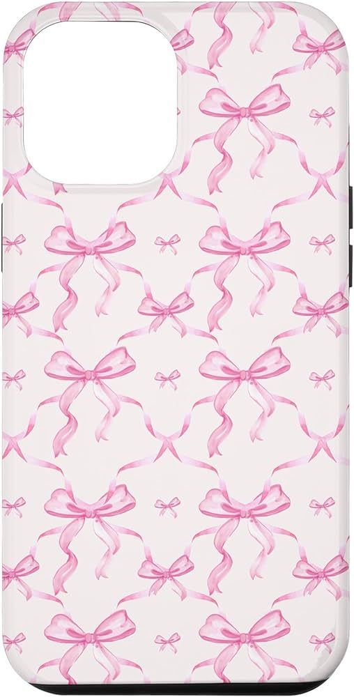 iPhone 15 Pro Max Aesthetic Pink Ribbons and Bows in Watercolor Case | Amazon (US)