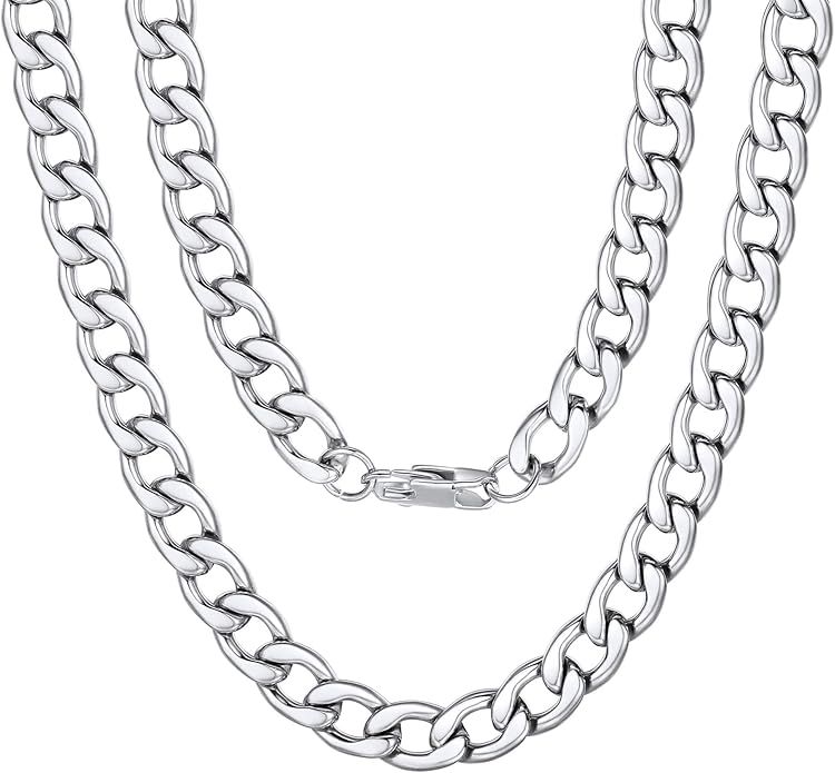 ChainsPro Mens Sturdy Cuban Chain Necklace, 4/5/6/9/12/13/15 MM Width, 14" 18" 20" 22" 24" 26" 28... | Amazon (US)