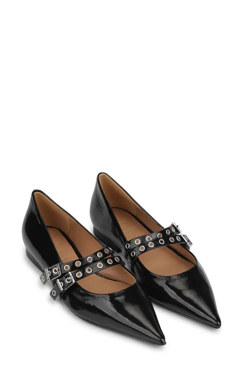 Ganni Pointed Toe Mary Jane Flat in Black at Nordstrom, Size 8Us | Nordstrom