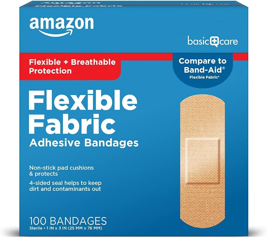 Amazon Basic Care Flexible Fabric Adhesive Bandages, First Aid and Wound Care Supplies, All-One S... | Amazon (US)