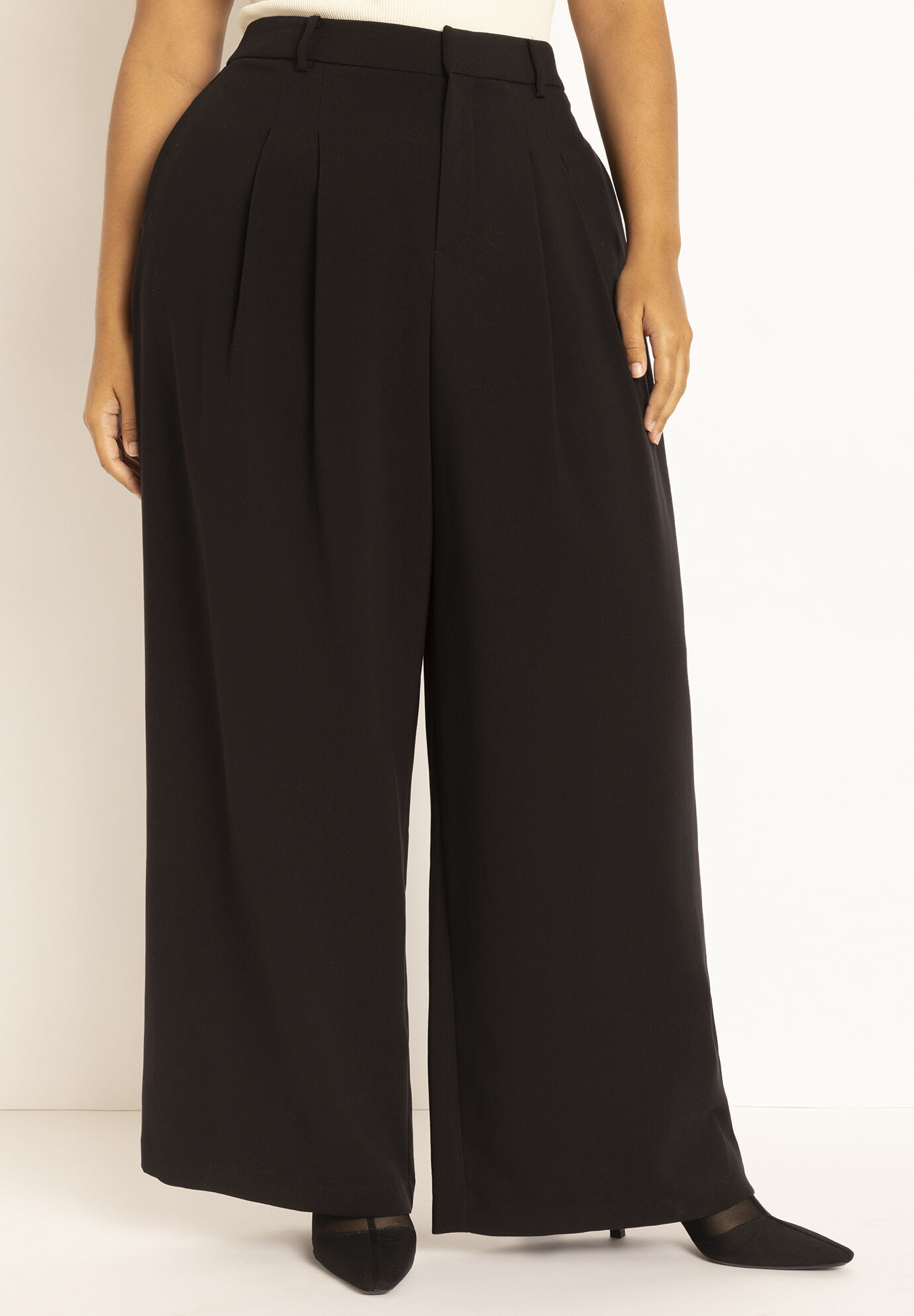Pleat Front Wide Leg Trouser | Eloquii