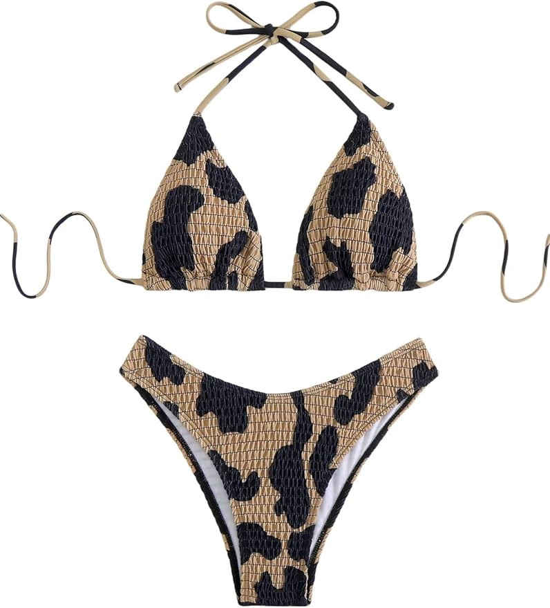 Women's Camo Halter Bathing Suit High Waisted Summer Swimsuit Bikini Set | Amazon (US)