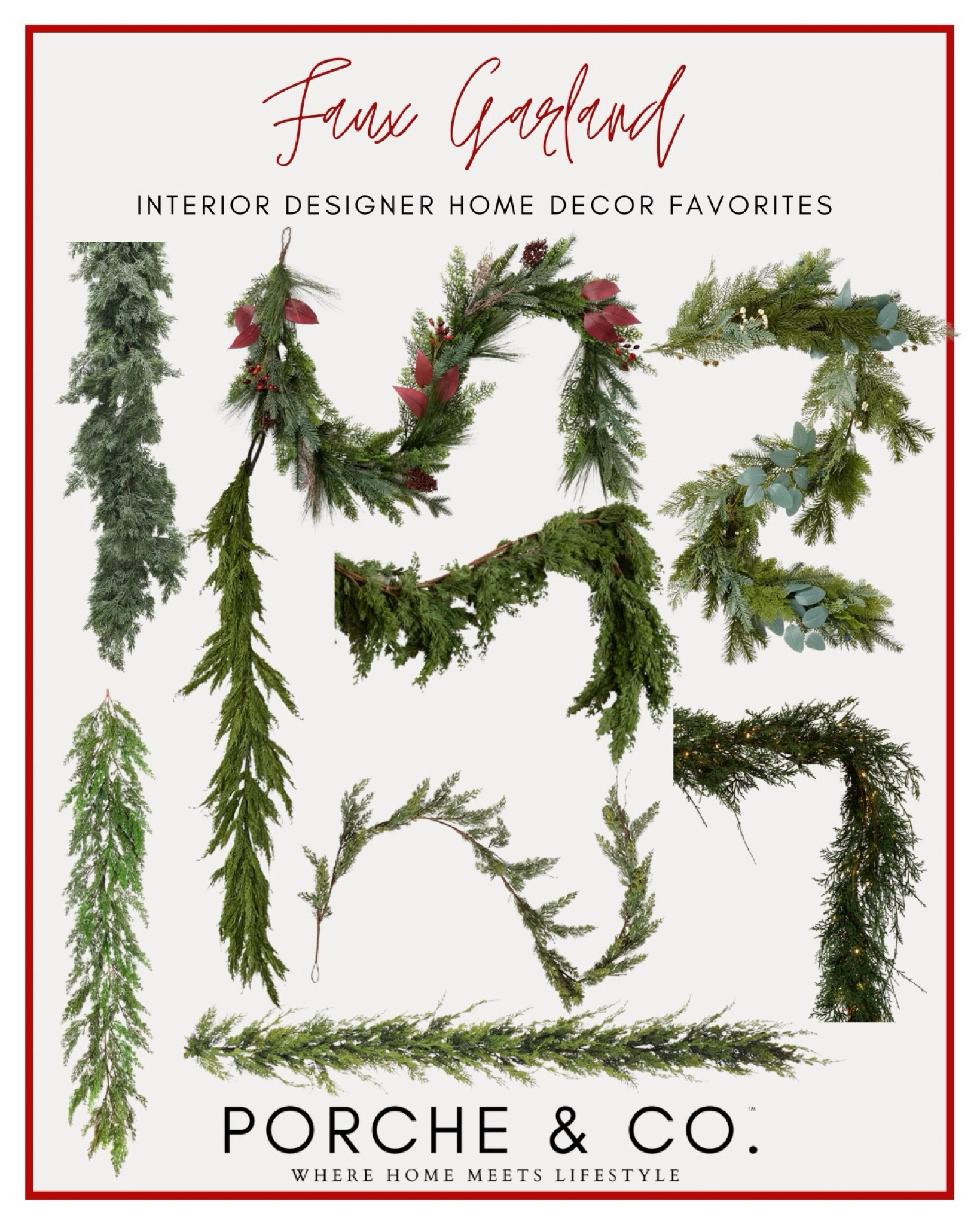 Faux garland, Christmas garland, trending garland 
#visionboard #moodboard #porcheandco

#LTKHome #LTKHoliday #LTKSeasonal