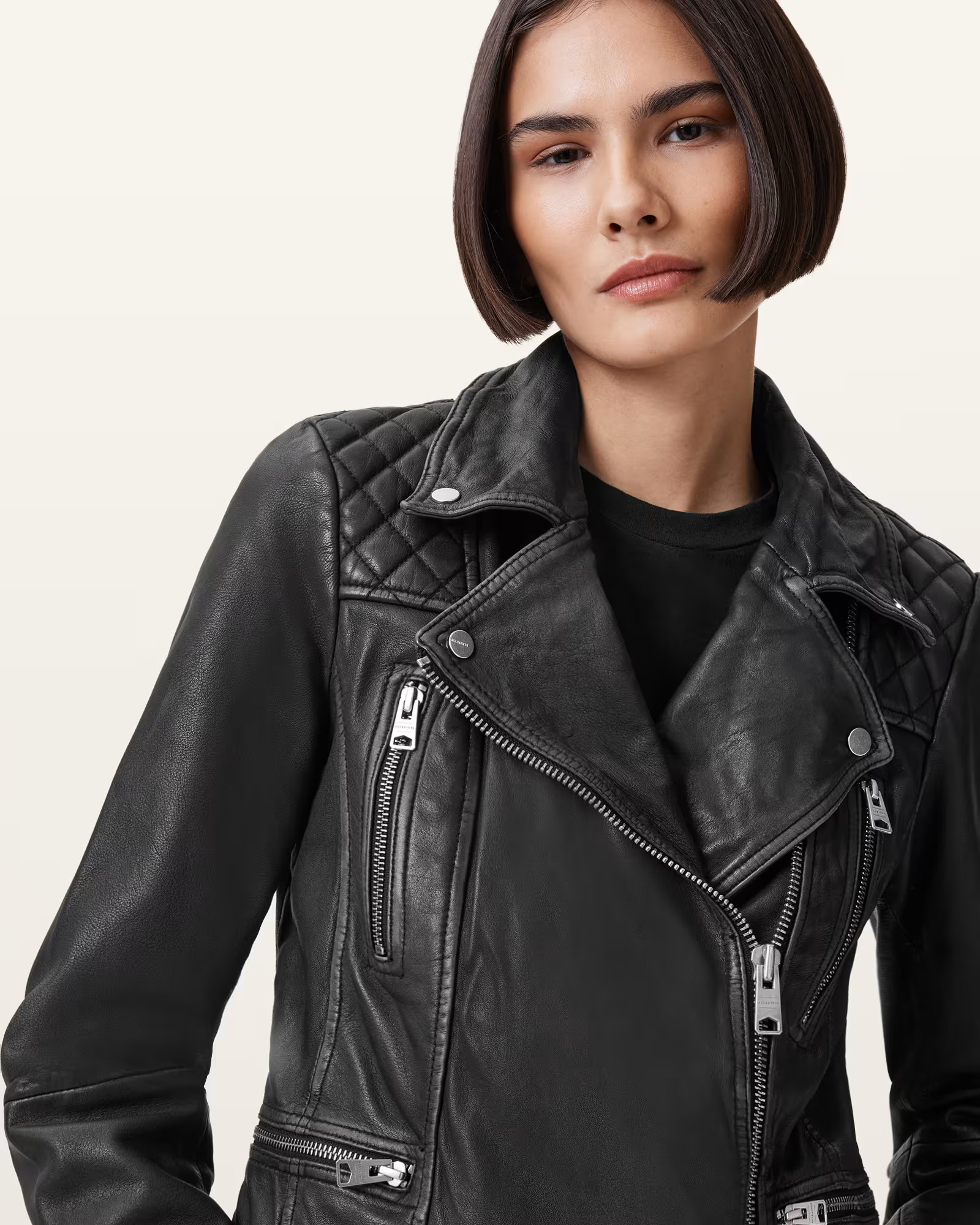 AllSaints Cargo Distressed Leather Biker Jacket | AllSaints US