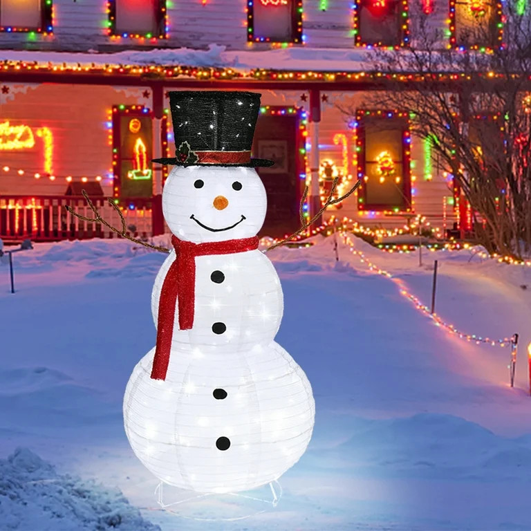 Zimtown LED Lighted Snowman Christmas Snowman w/ 180 LED Lights,Hat Christmas Outdoor Decoration ... | Walmart (US)