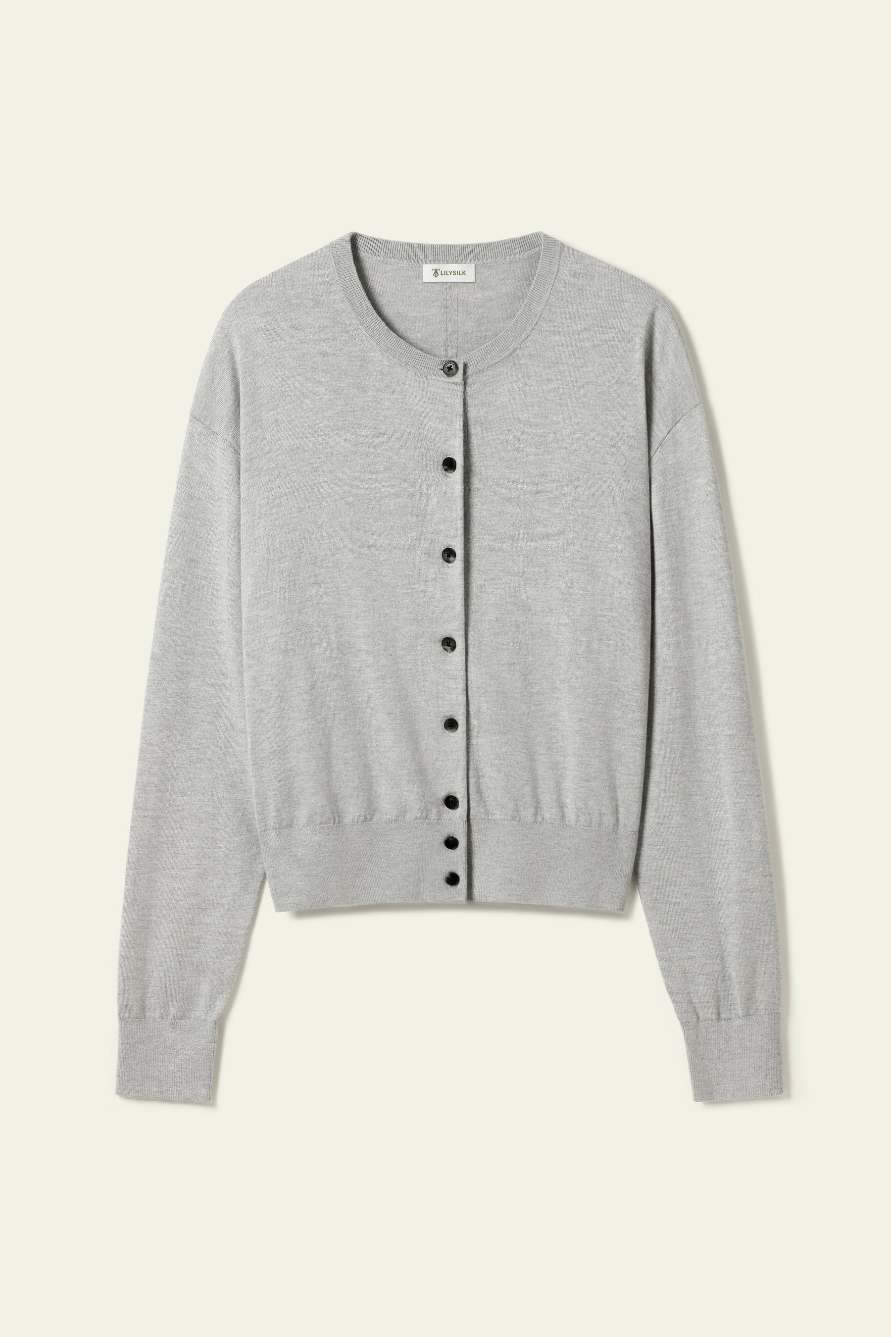 Round-neck Silk Cashmere Cardigan | LILYSILK