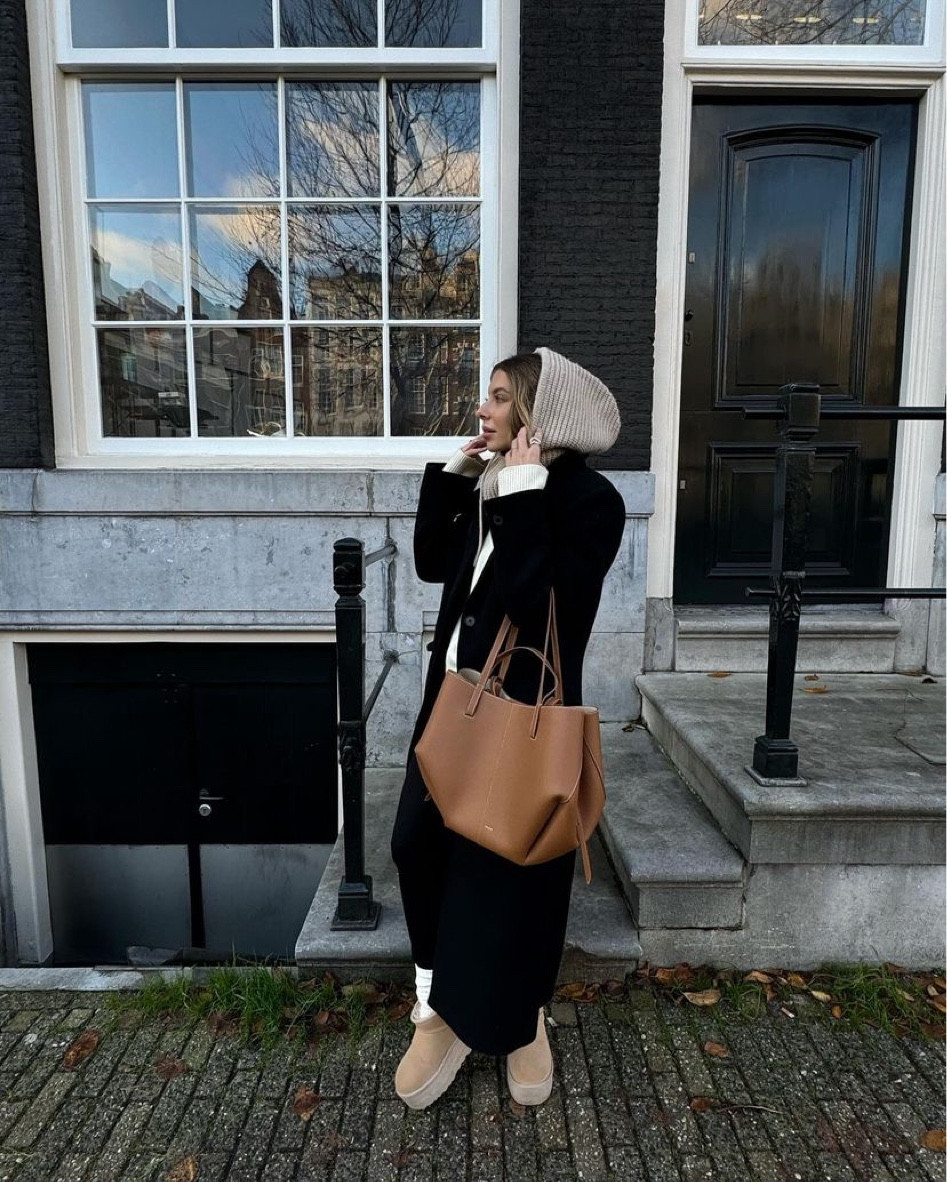 WINTER LOOK 
Amsterdam, Polene bag, black coat, ugg 