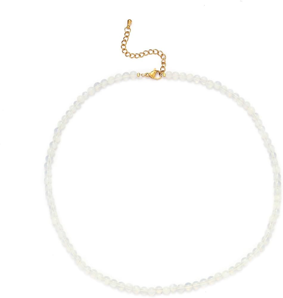 Lit Wall Crystal Necklaces for Women 4mm Handmade Natural Stone Choker Beaded Necklace Gemstone N... | Amazon (US)