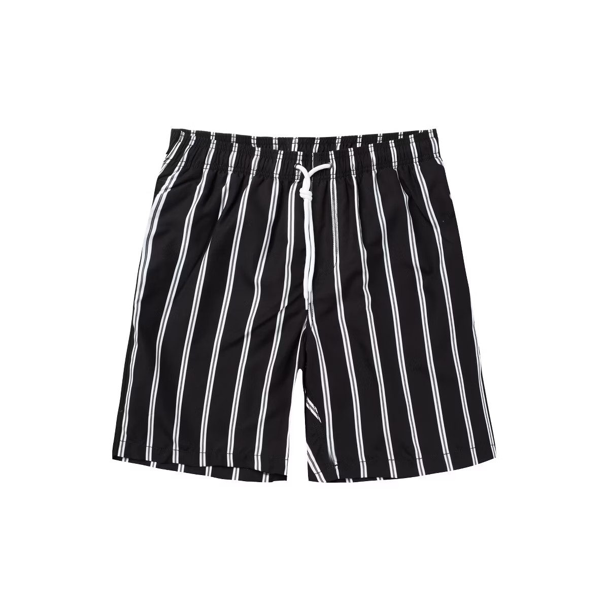 TATT 21 Men's Summer Casual Elastic Waist Drawstring Striped Printed Board Shorts Black White 30 | Target