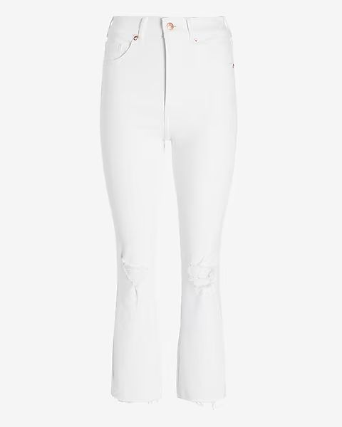 High Waisted White Ripped Raw Hem Cropped Flare Jeans$66.00 marked down from $88.00$88.00 $66.00P... | Express