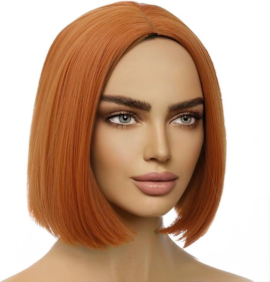 MAGQOO Ginger Wig Dark Orange Wig 10 Inches Women Girls Short Straight Bob Auburn Wig Red Brown H... | Amazon (US)