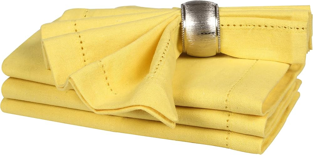Wedding Napkin,Cotton Cloth Dinner Napkin 18x18 Sand Yellow with Hemstitched,Cocktails Napkins, F... | Amazon (US)