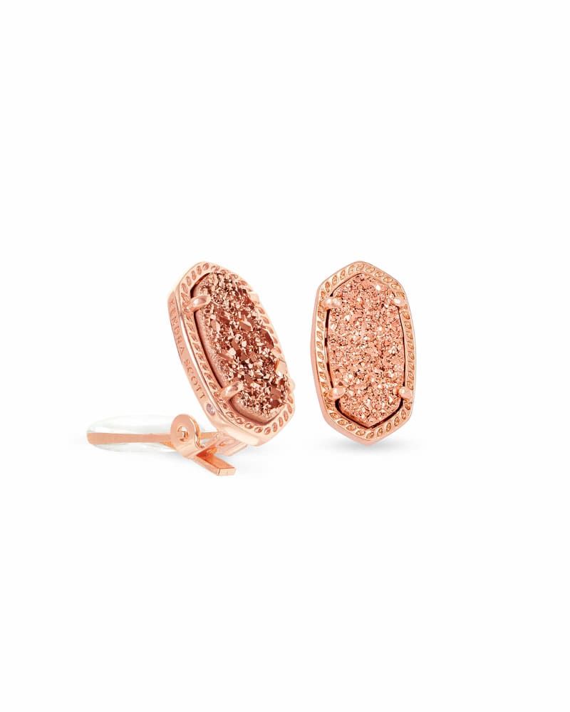 Ellie Clip On Rose Gold Stud Earrings in Rose Gold Drusy | Kendra Scott