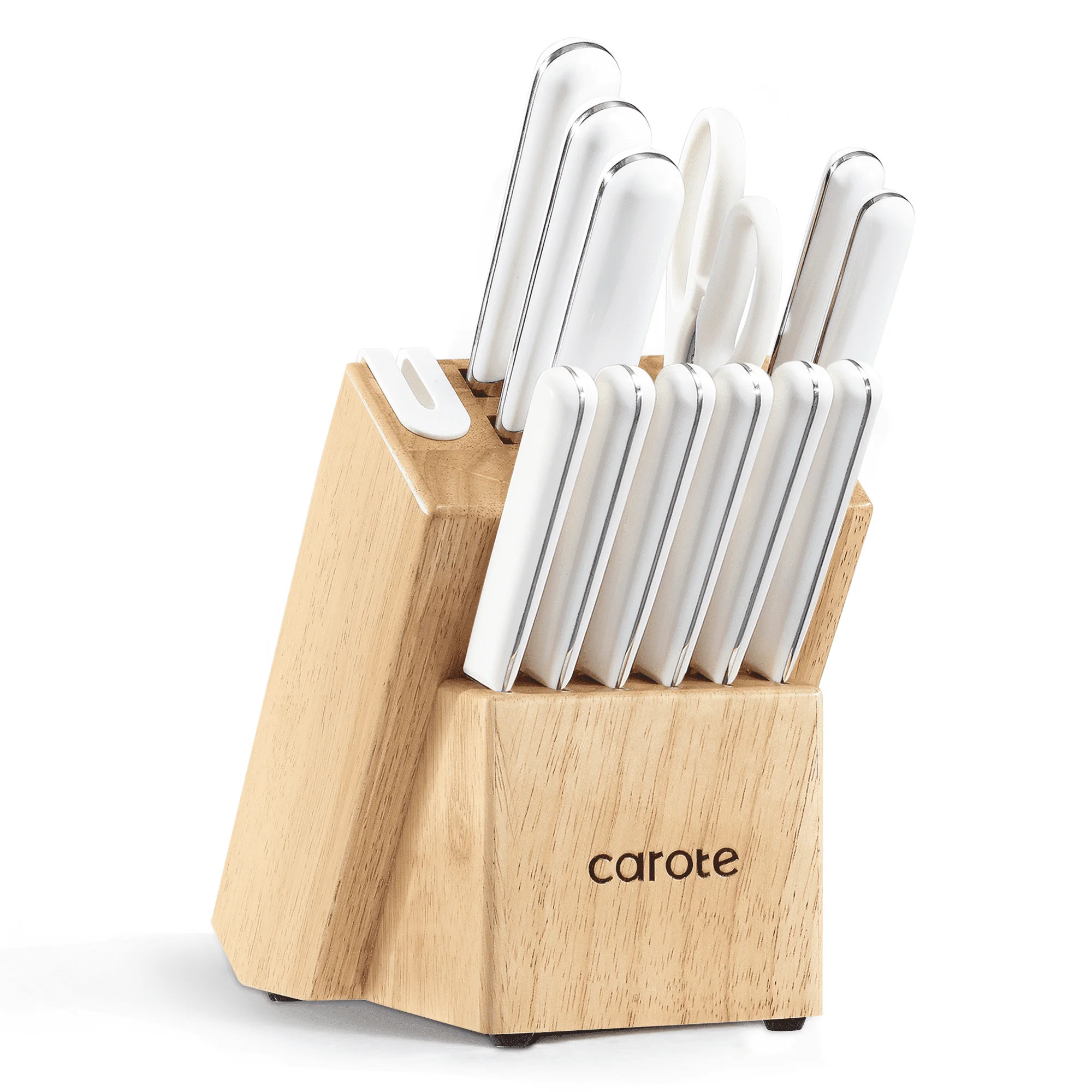 CAROTE 14PCS Knife Block Set , Stainless Steel Knife Set with Built-in Sharpener, Razor-Sharp,Whi... | Walmart (US)