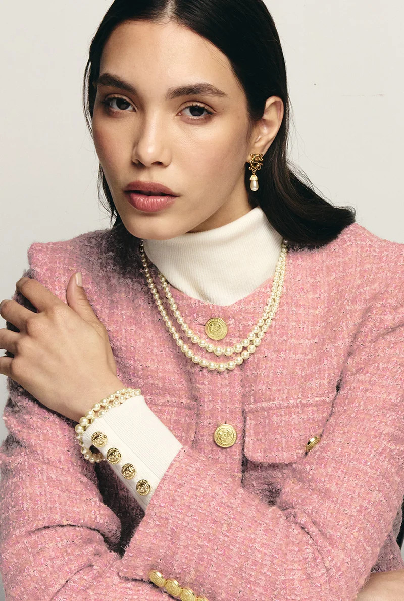 2 Layer Pearl Necklace (Champagne Pearl) | Holland Cooper