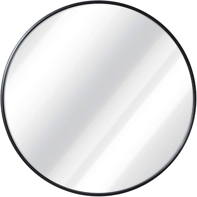 IPOUF Wall Mirror 48 inch Round Wall Mirror for Entryways, Washrooms, Living Rooms,Black | Amazon (US)