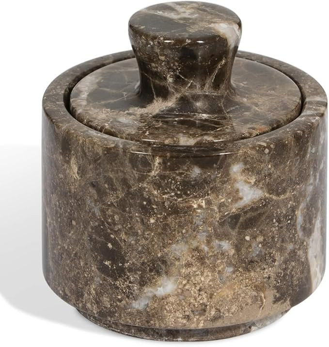 Brown Marble Salt Cellar with Lid (3.5oz) - Scratch-resistant & Easy-to-Clean Salt Containers for... | Amazon (US)